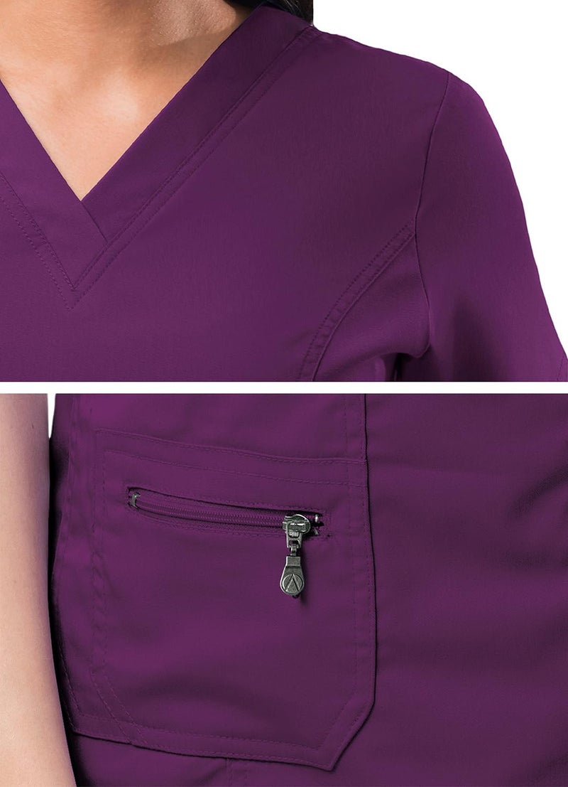 Adar Uniforms, Pro Scrubs for Women - Elevated V-Neck Scrub Top - P4212 - Eggplant - M - Image 5